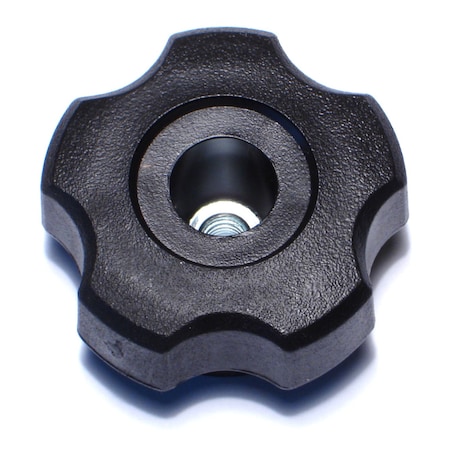 Midwest Fastener 6mm-1.0 x 45mm Black Plastic Coarse Thread Fluted Thru-Hole Knobs 4PK 78181